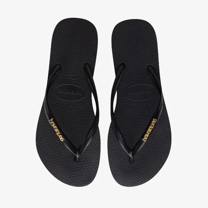 HAVAIANAS SLIM LOGO METALLIC BLACK 