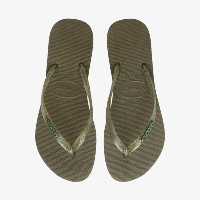 HAVAIANAS SLIM LOGO METALLIC GREEN 