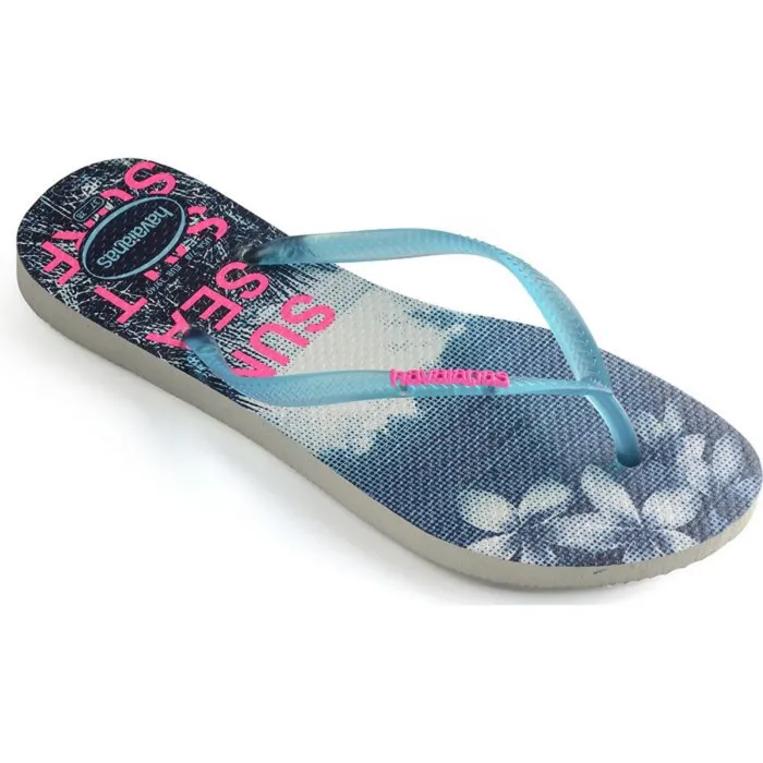 HAVAIANAS SLIM PAISAGE WHITE/TURQUOISE 