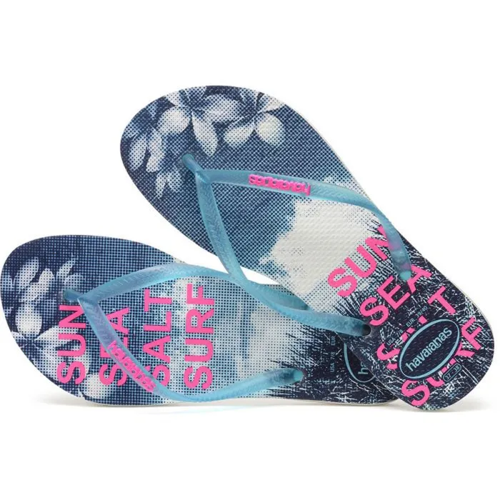 HAVAIANAS SLIM PAISAGE WHITE/TURQUOISE 