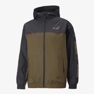 PUMA COLOURBLOCK HOODED WINDBREAKER DEEP OLIV