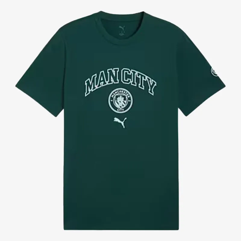 PUMA MCFC FtblCulture Tee Green Terrain-Sea G 