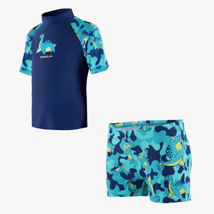 SPEEDO Short Sleeve Printed Rash Top Set 