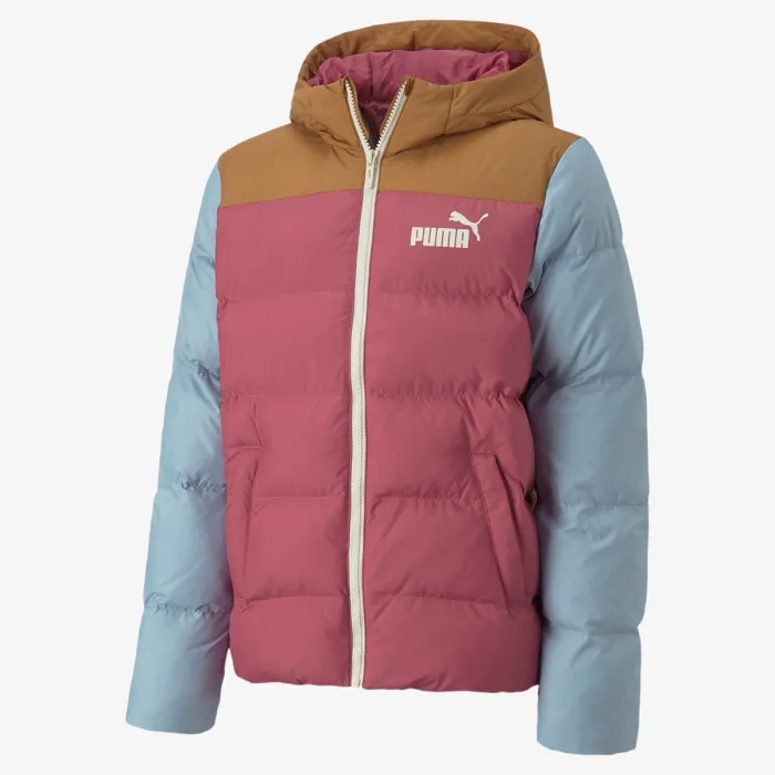 PUMA COLOURBLOCK POLYBALL HOODED JACKET DUSTY 