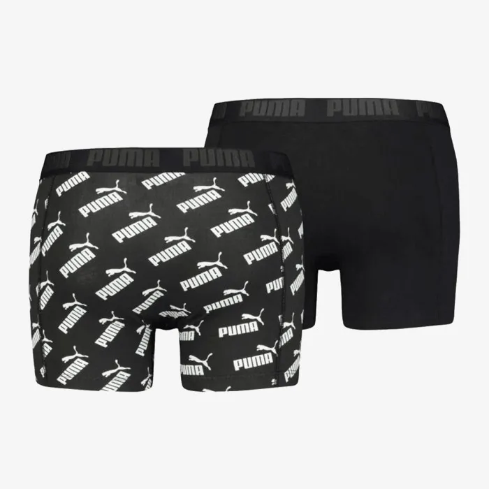 PUMA PUMA KIDS LOGO AOP BOXER 2P BLACK   WHIT 