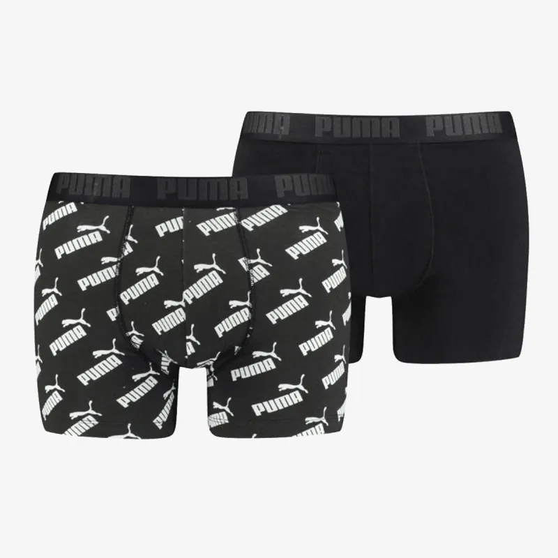 PUMA PUMA KIDS LOGO AOP BOXER 2P BLACK WHIT
