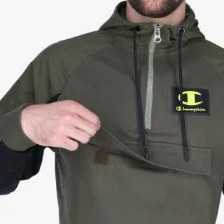 CHAMPION RUBBER LOGO HALF ZIP HOODY 