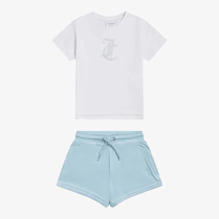 JUICY COUTURE JC Logo Tee & Velour Short Set 