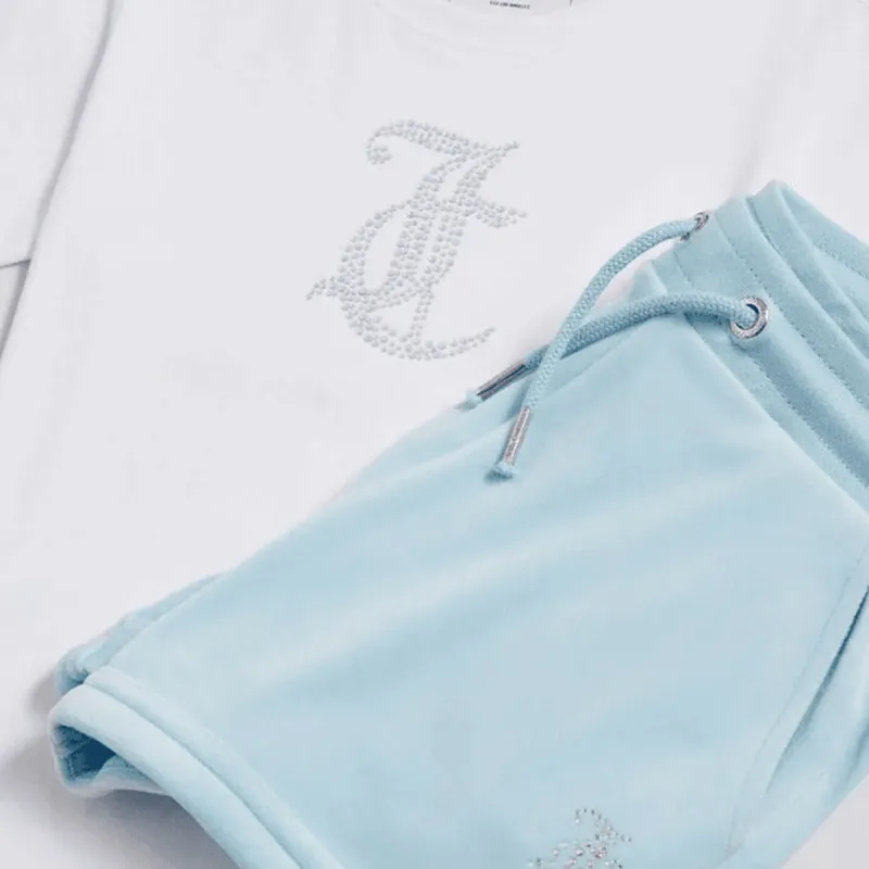 JUICY COUTURE JC Logo Tee & Velour Short Set 