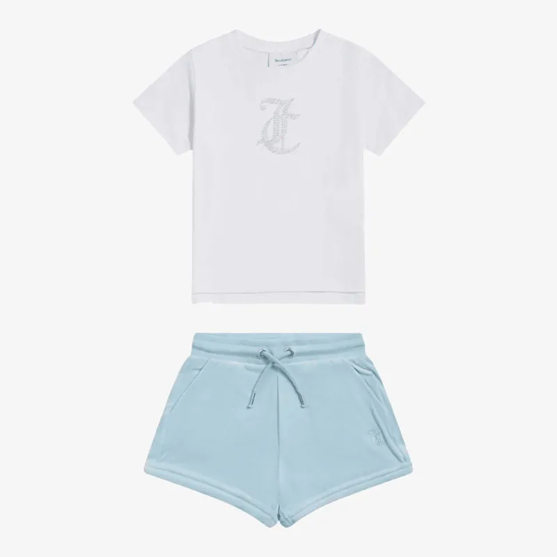 JUICY COUTURE JC Logo Tee & Velour Short Set 