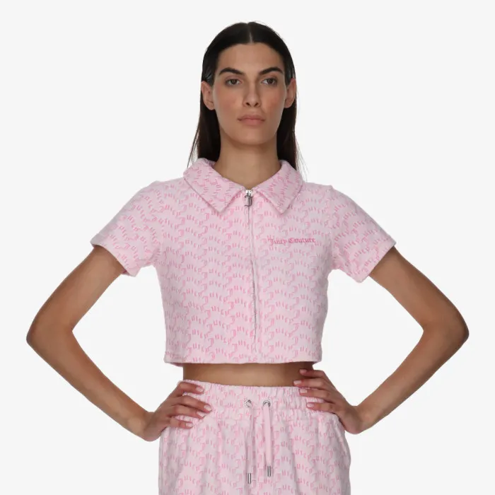 JUICY COUTURE TOWELLING SHIRT WITH MONOGRAM PRINT 