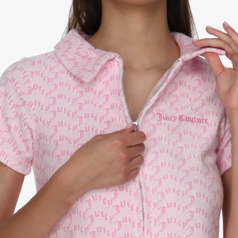 JUICY COUTURE TOWELLING SHIRT WITH MONOGRAM PRINT 