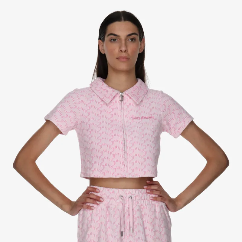 JUICY COUTURE TOWELLING SHIRT WITH MONOGRAM PRINT 